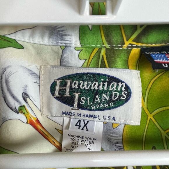 Vtg Hawaiian Islands USA Button Up Short Sleeve Parrot Magnum PI Shirt‎ Size 4X - Picture 7 of 8
